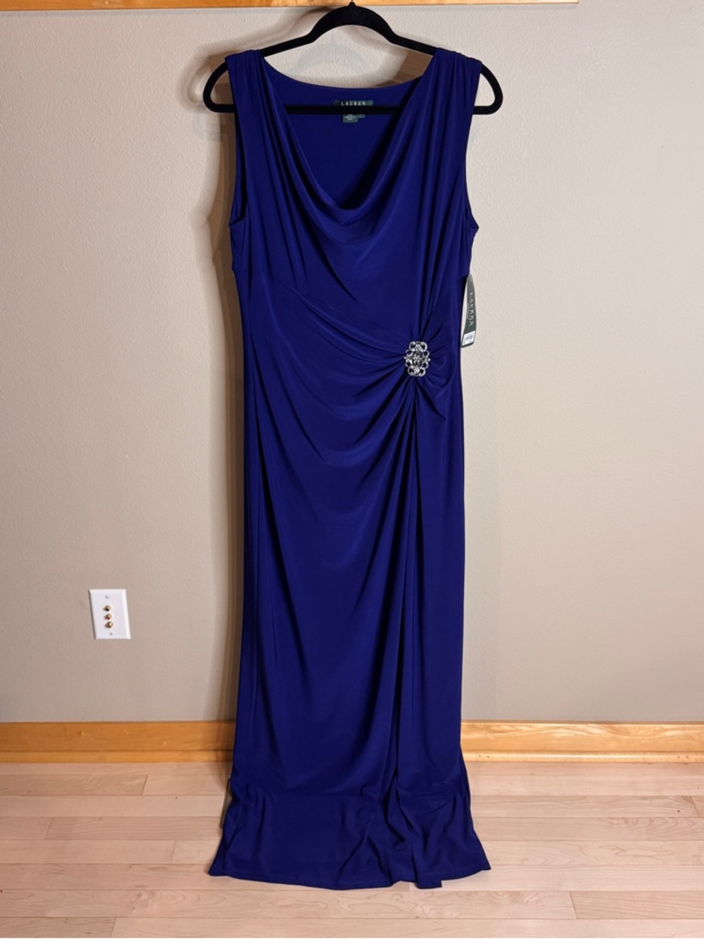 Vintage Lauren Ralph Lauren Royal Blue Drape Front Evening Gown